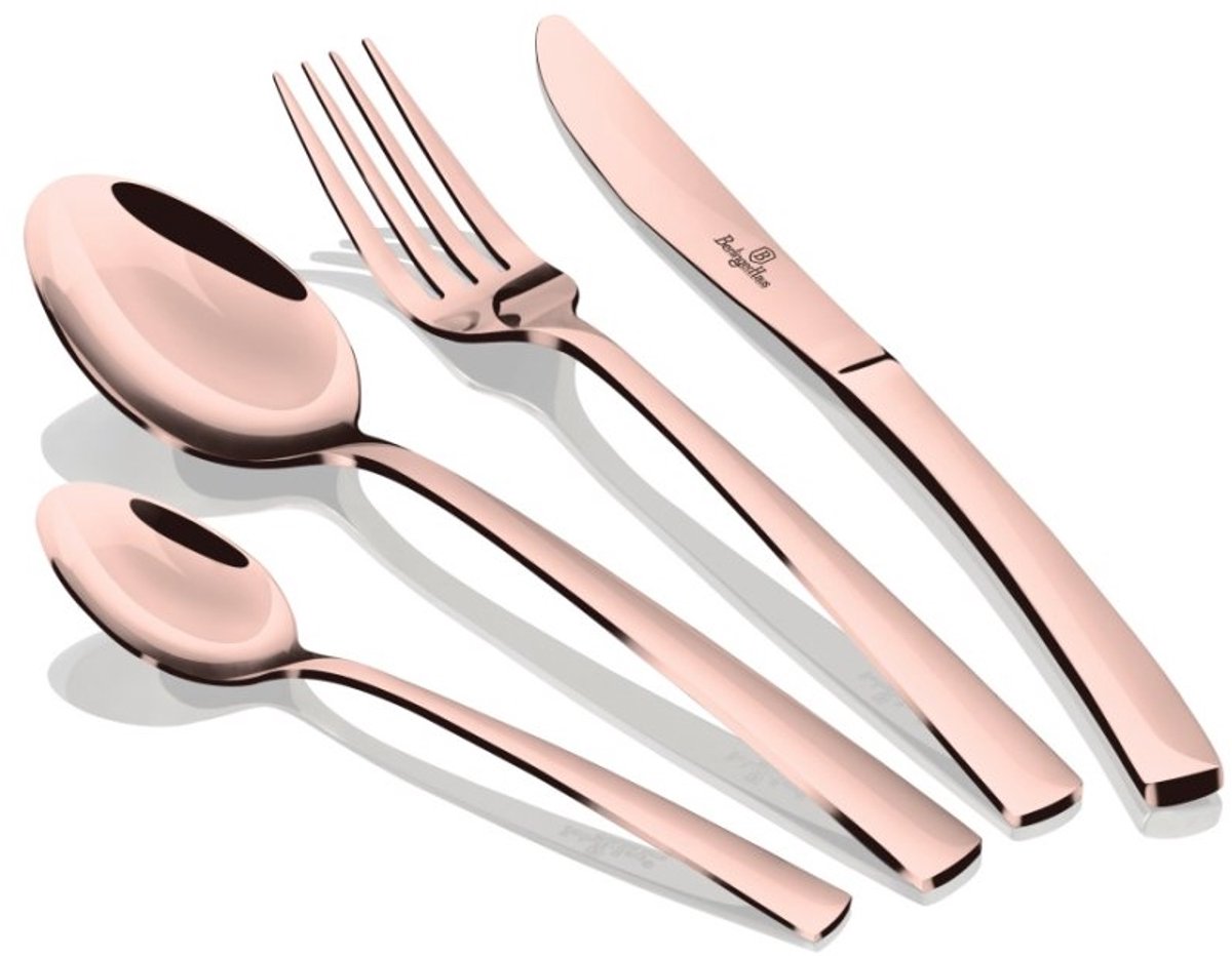 Bestekset van 24-delig, roestvrij staal met gepolijst oppervlak, Rosegold Collection