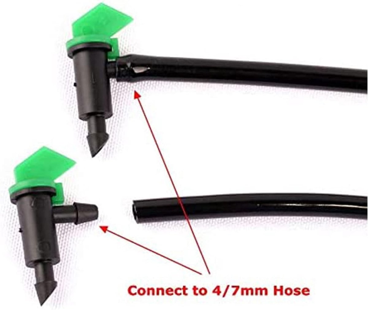 100 Stuks Groene Vlag Drip Spotlights, 16 L/H, Tuinverlichting, Sprinkler, Dripper voor Tuin en Moestuin, Geschikt voor 4mm/7mm Slangen