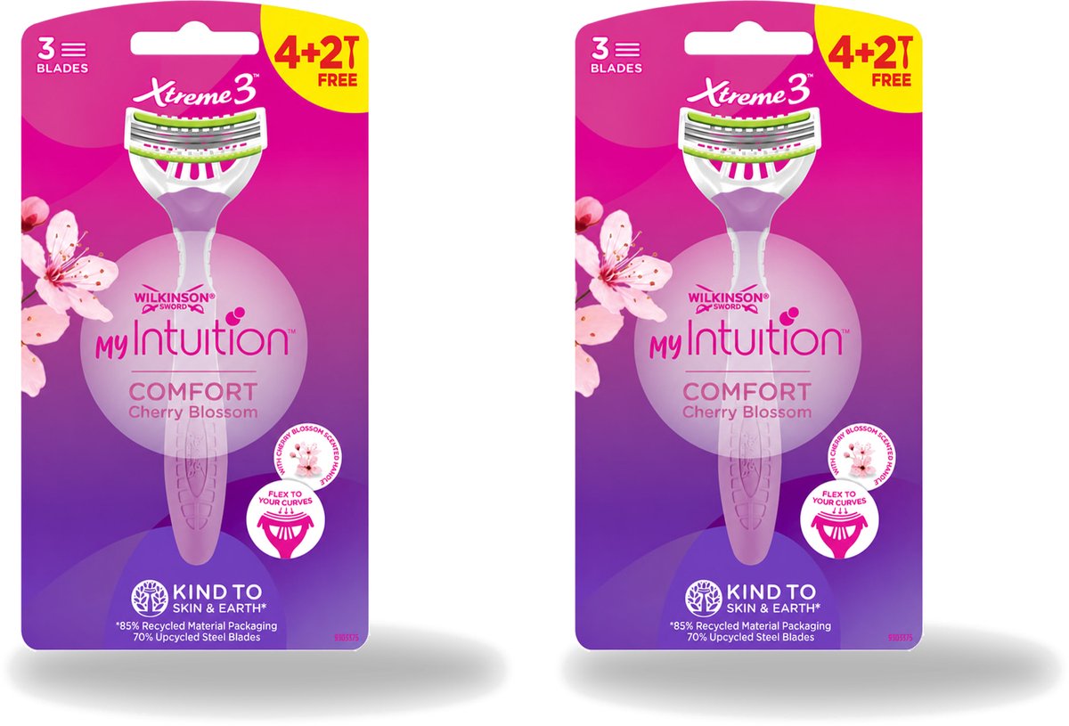 2 x Wilkinson - Wegwerpscheermesjes - Xtreme 3 My Intuition - Comfortabel - 6 mesjes - Bulkverpakking - 2 stuks