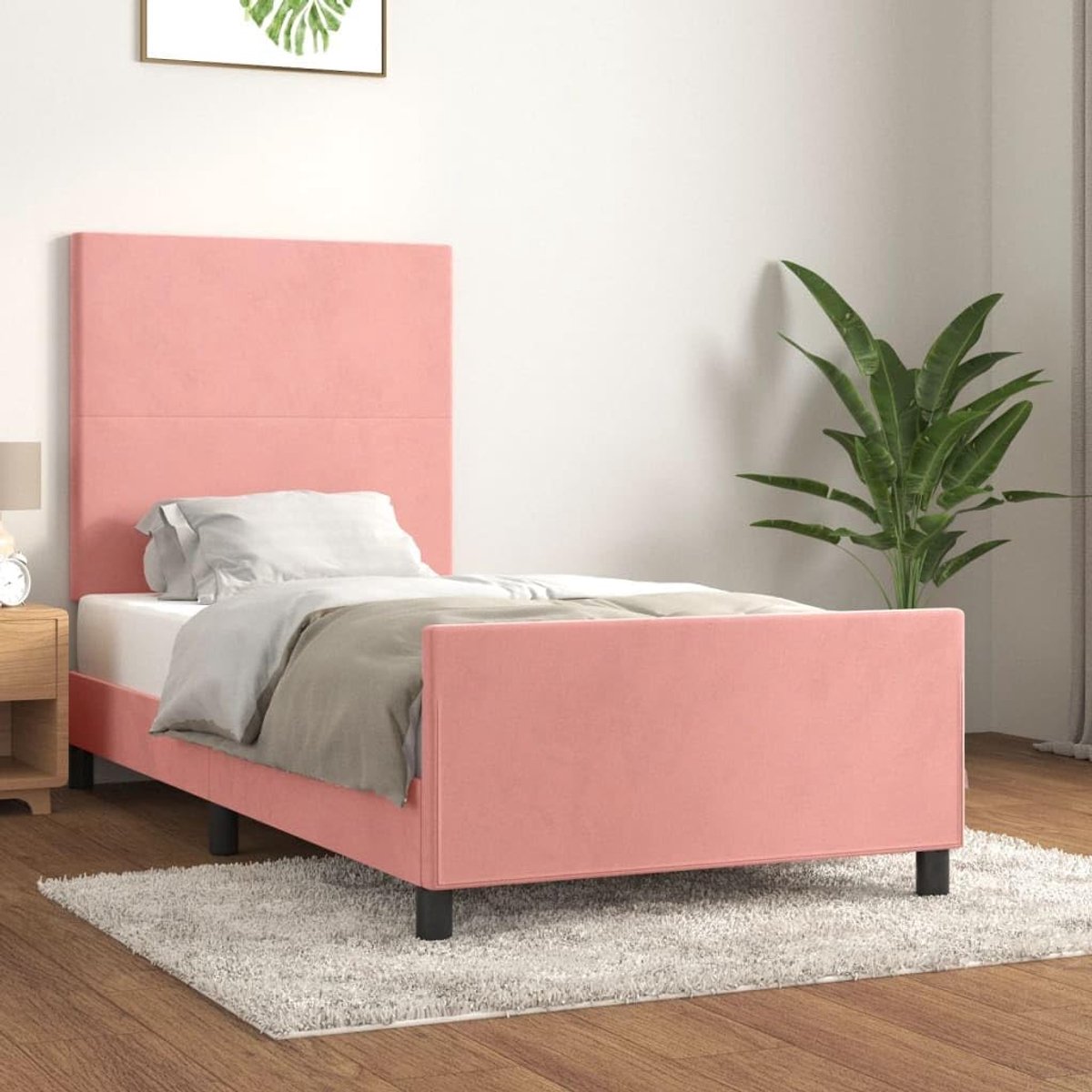 Verstelbaar hoofdbord bed frame roze 80x200