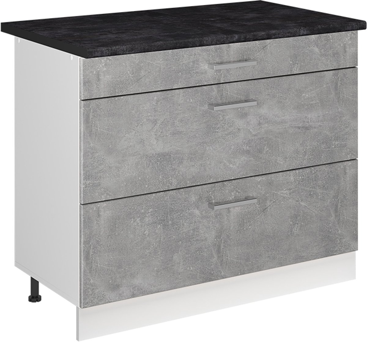 Vicco Keukenonderkast R-Line, Beton/Wit, 100 cm antraciet werkblad