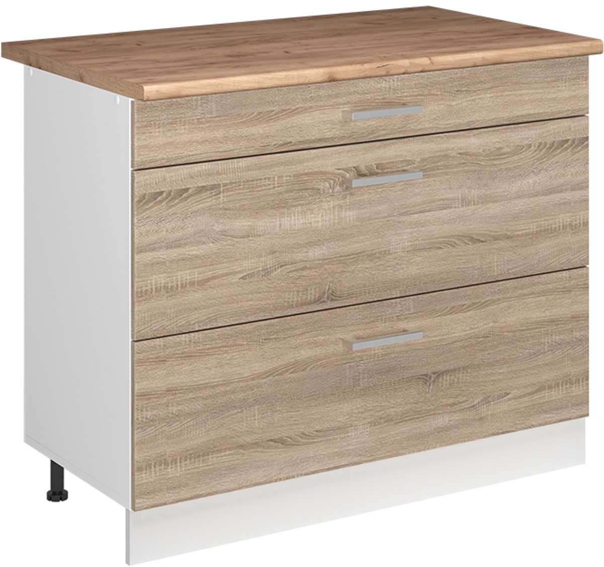 Vicco Keukenonderkast R-Line, Sonoma/Wit, 100 cm goudkleurig eiken werkblad