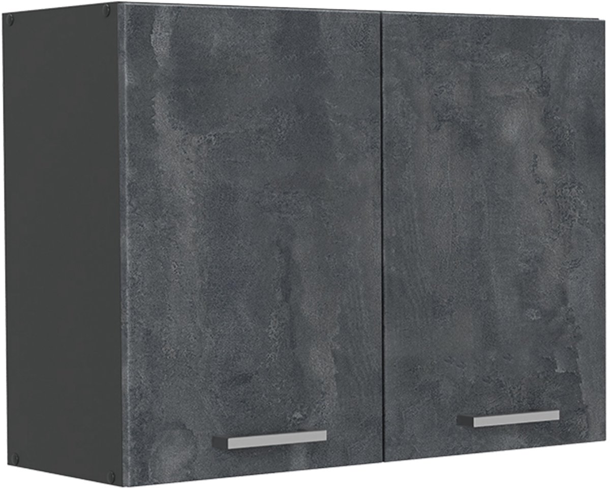 Vicco Glazen keukenkast R-Line, Zwart beton/Antraciet, 80 cm
