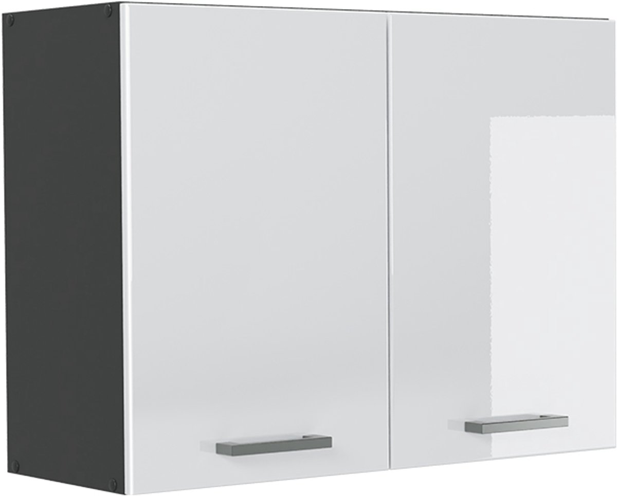Vicco Glazen keukenkast R-Line, Wit Hoogglans/Antraciet, 80 cm