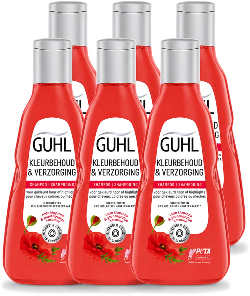 6 x Guhl - Shampoo - Kleurbehoud & Verzorging - 250 ml - Voordeelverpakking - 6 stuks