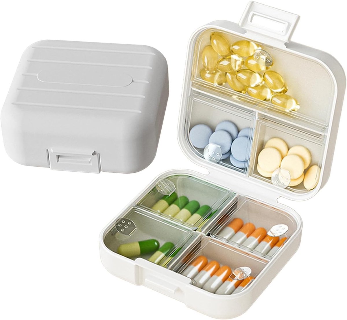 Wekelijkse pillendoos voor vitamines en supplementen, draagbare medicijnorganizer met 7 compartimenten, luchtdicht en vochtbestendig voor veilig gebruik onderweg