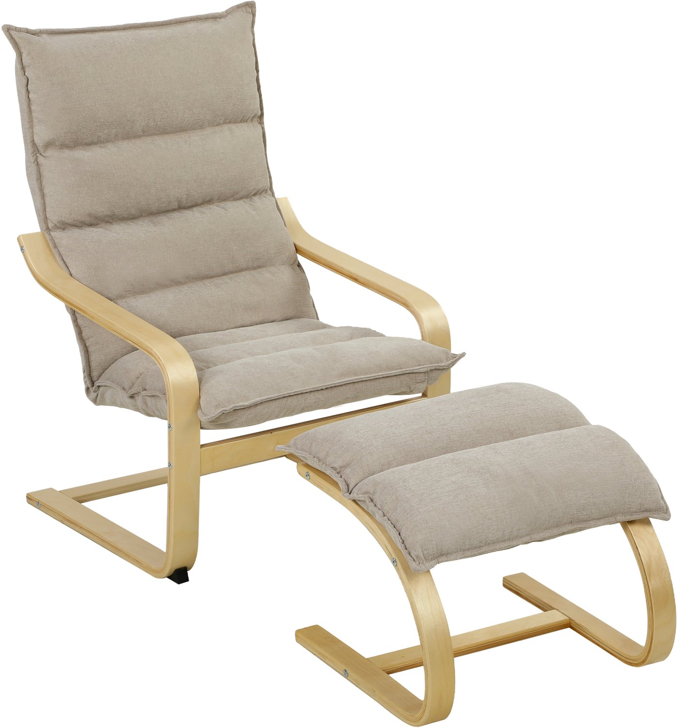 HOMCOM - Fauteuil met voetenbank - Linnen (100% polyester) - 67 x 76 x 102 cm - Beige