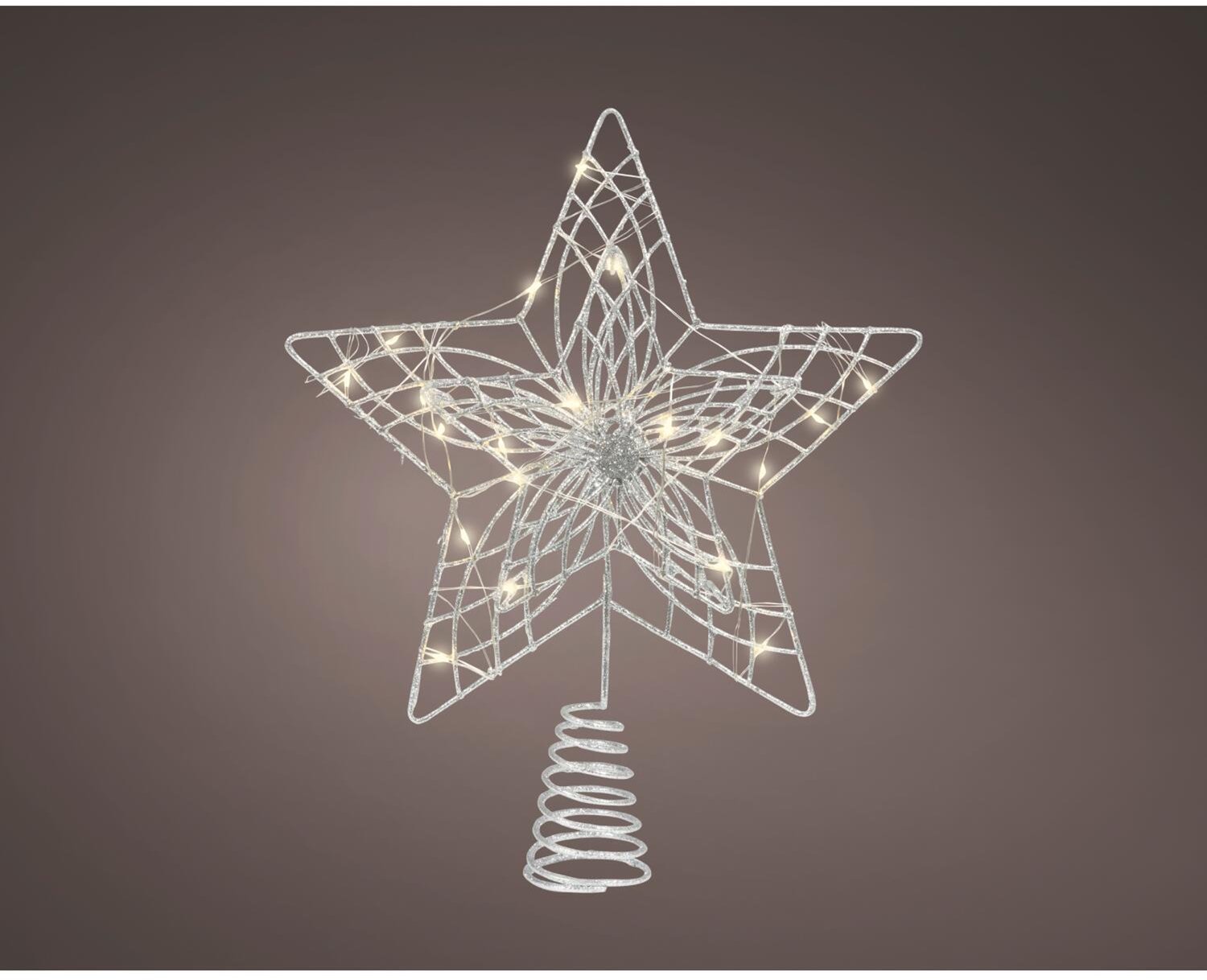 Lumineo Verlichte kerst piek - ster vorm - zilver - micro led lampjes - warm wit - H30 - pieken - kerstboompiek – foto 5