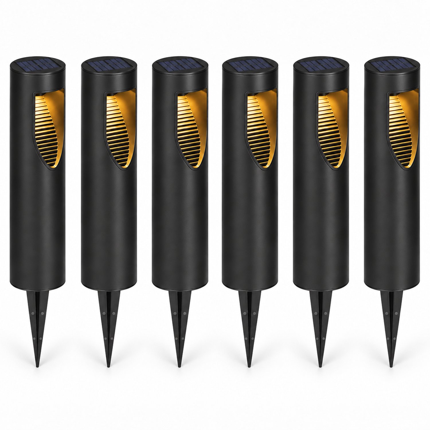 Solar Tuinlampen - 6 Stuks - Modern - 45 cm - Zwart - Warm Wit