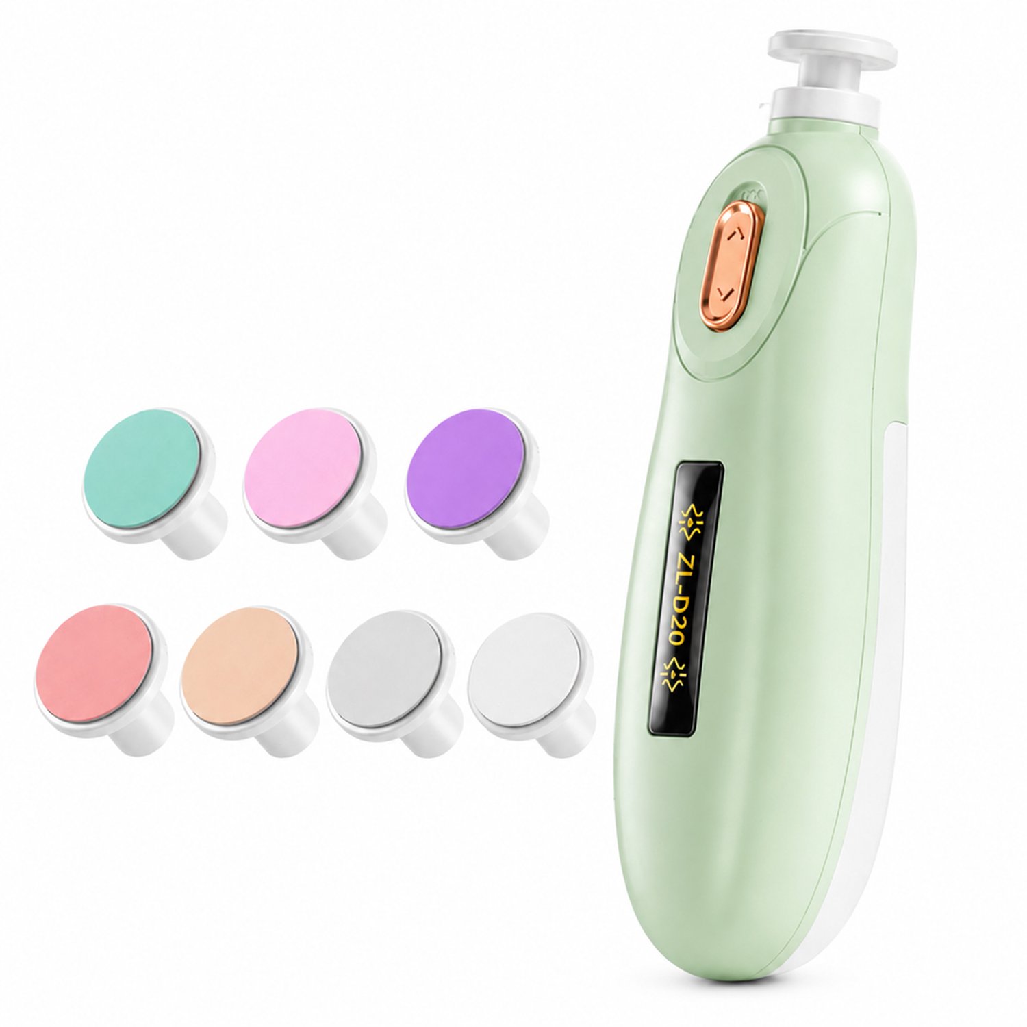 elektrische nagelknipper - batterijmodel groen - met 7 vijlkoppen - voor thuisgebruik