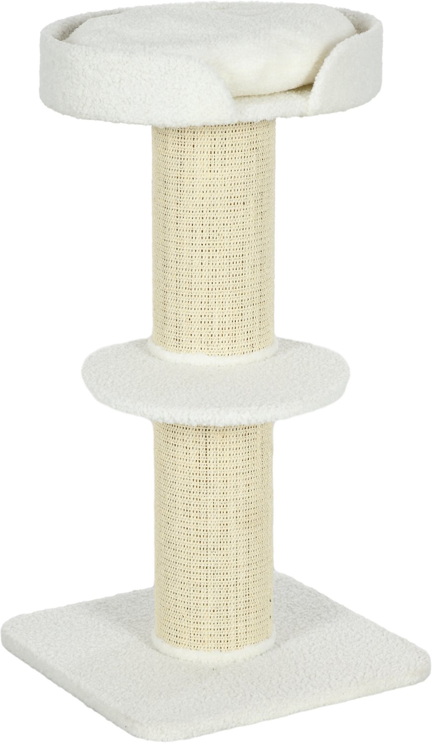 Pawona Krabpaal met kattenbed - Met sisal en kussen - 45 x 45 x 91 cm - Crèmewit