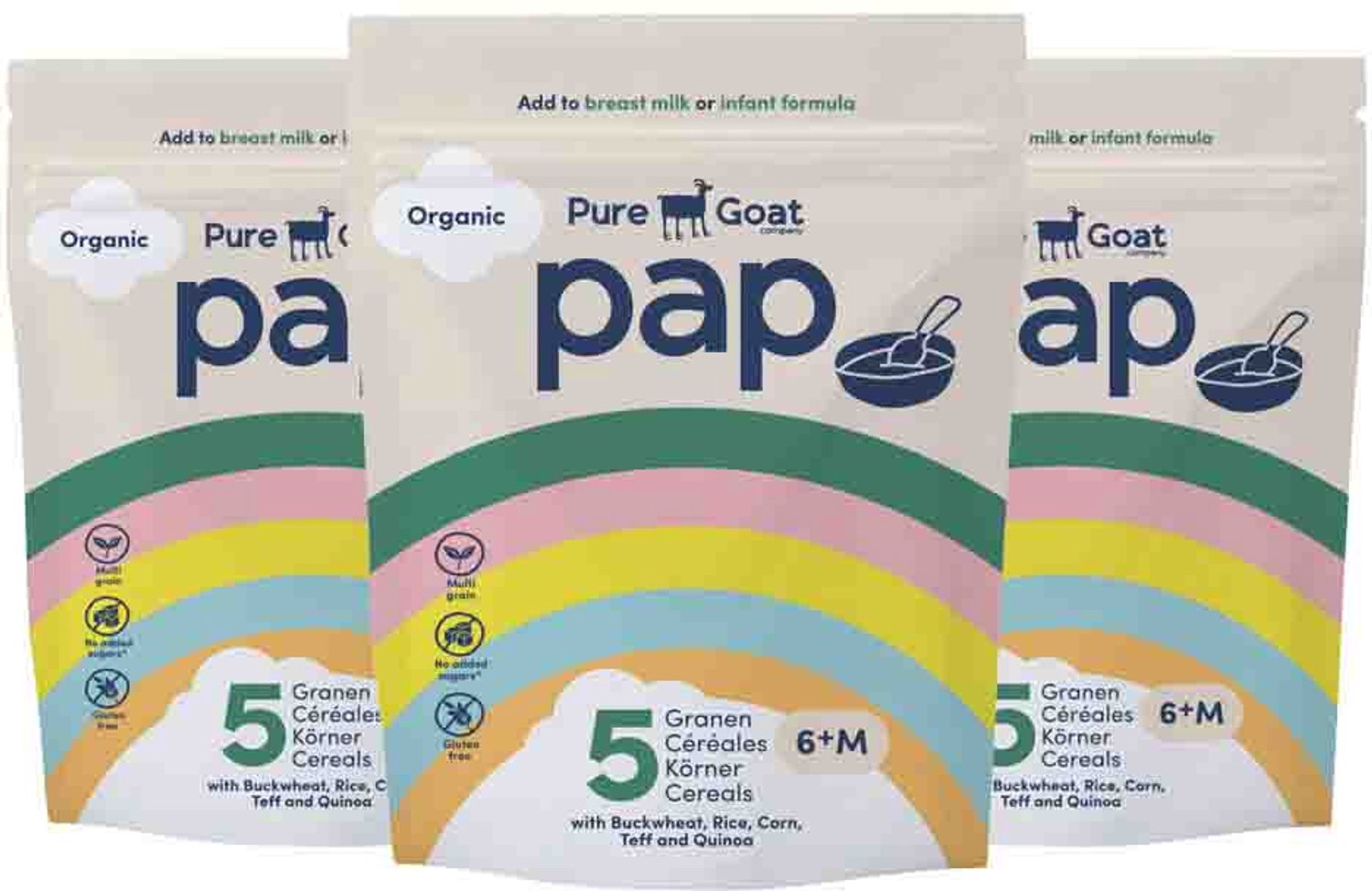 Pure Goat - Bio Pap 5 Granen 6+ mnd - 3 x 200 gr - Voordeelverpakking