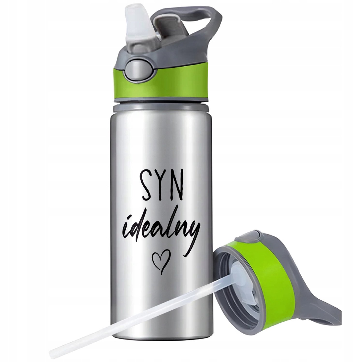 Aluminium Sport Bidon 650ml met Rietje en Handvat - Merkloos