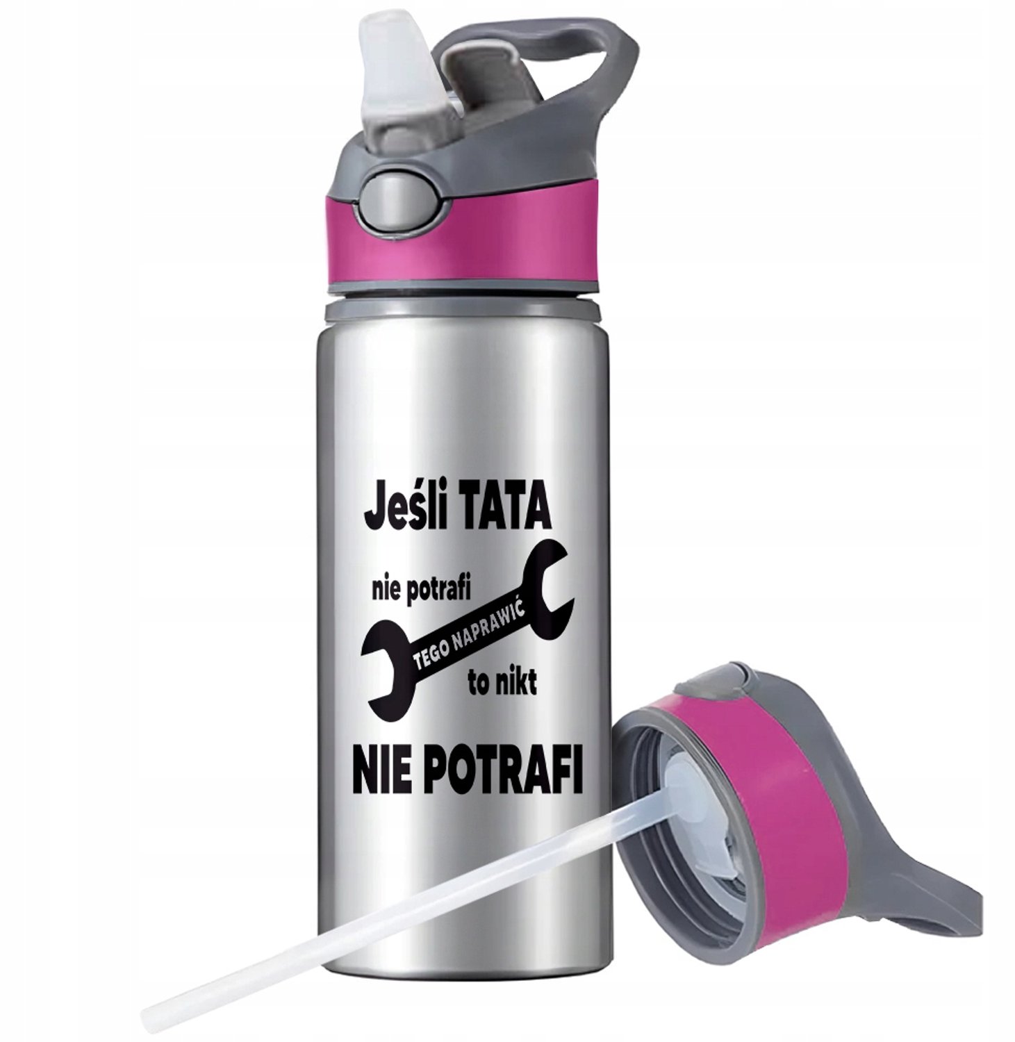 Aluminium Sport Bidon 650ml met Rietje en Handvat - Merkloos