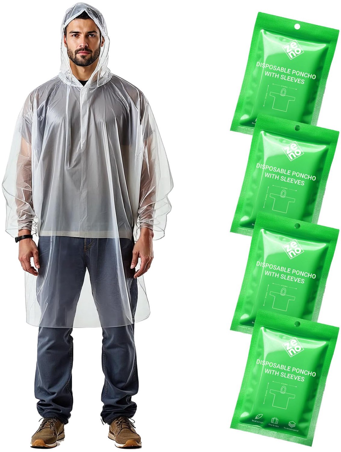 Famanu - Eenmalige Regenponcho's - Bescherming tegen regen - Ademend en waterdicht - Doorzichtig 5 stuks