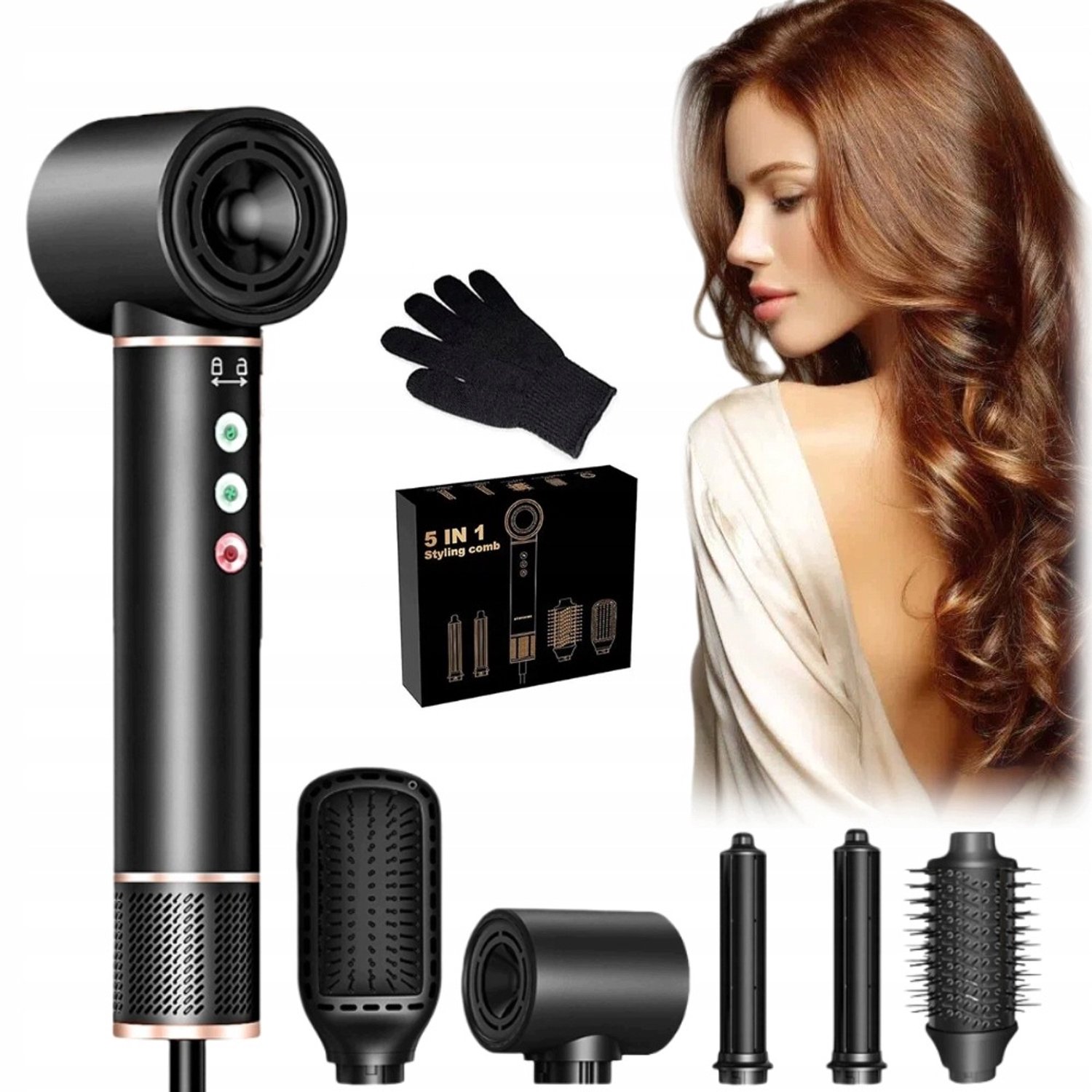 Merkloos 5-in-1 Haarstyler met Ionische Technologie en 3 Warmtestanden