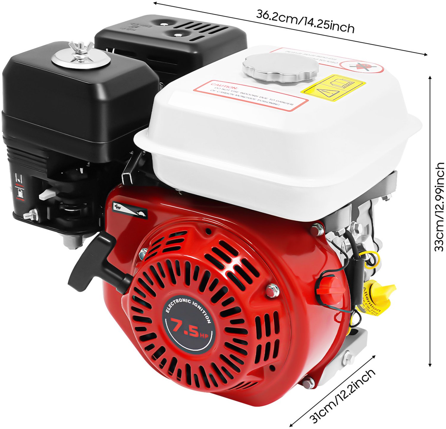 Benzinemotor Rood - 212CC 7,5 pk - 4-takt OHV - Luchtgekoeld - Voor Pompen En Generatoren