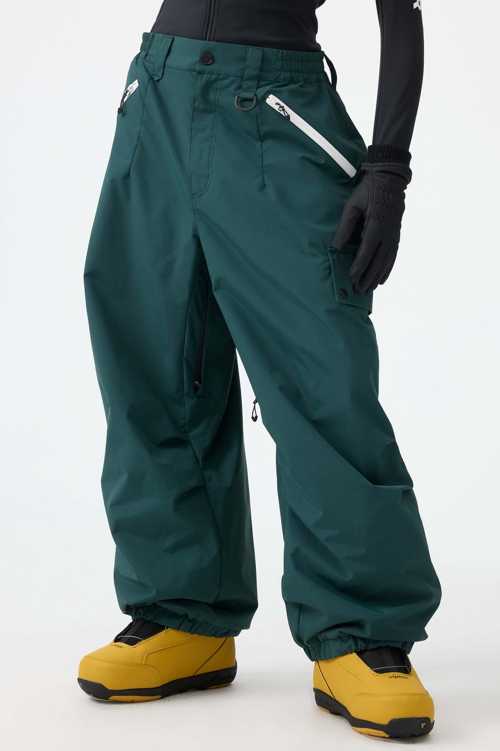 GSOU SNOW Unisex baggy ski- en snowboardbroek 20K waterdicht Donkergroen
