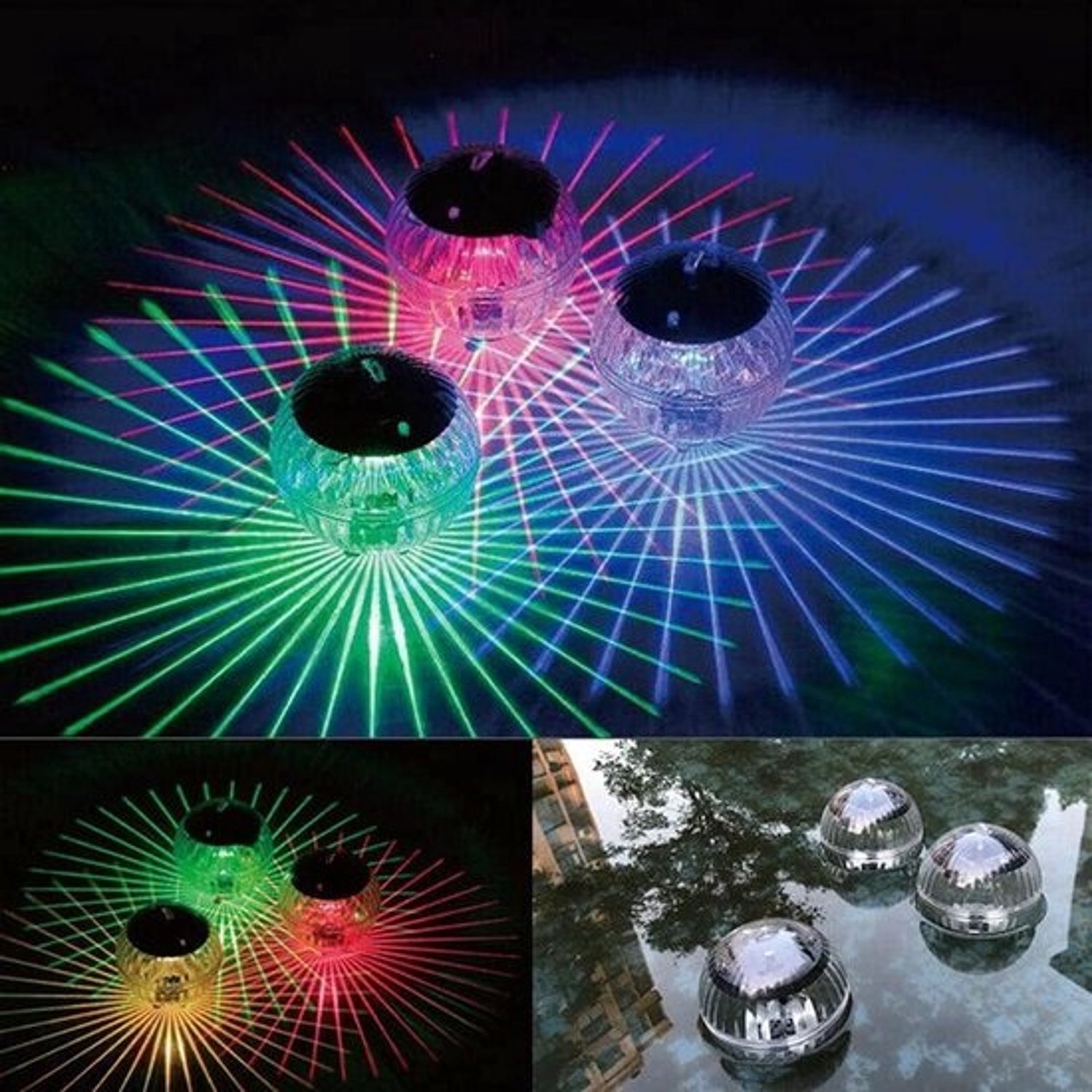 Drijvende zwembadverlichting – Waterlichten voor vijver – Tโดยuin decoratie – Op zonne-energie – 10 cm diameter – Meerdere kleuren Drijvende zwembadverlichting – Waterlichten voor vijver – Tโดยuin decoratie – Op zonne-energie – 10 cm diameter – Meerdere kleuren