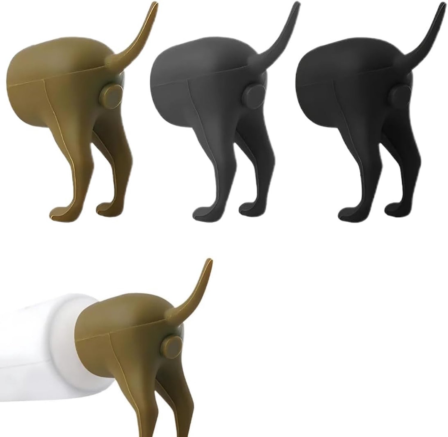 Creatieve Tandborstelhouder Set van 3 met Tandpasta Caps in Hond Poep Vorm - Handige Dispenser en Caps voor Tandpasta