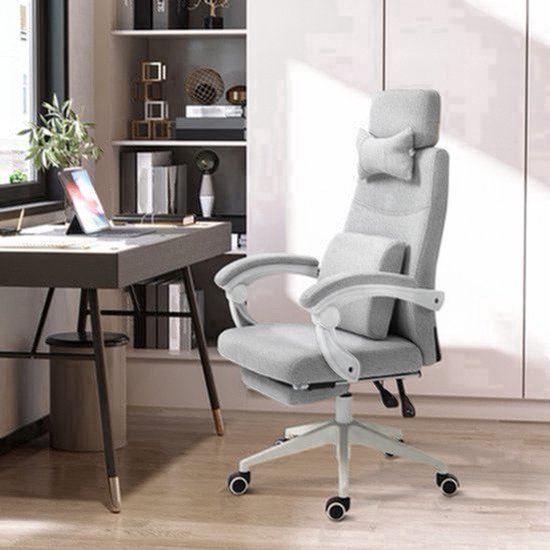 Gamingstoel – Gamestoel – Bureaustoel – Gaming Chair – Ergonomische Stoel – Verstelbare Zithoogte – Uittrekbare Voetensteun – Polyester & Foam – 62x68x117-127 cm — afbeelding 2