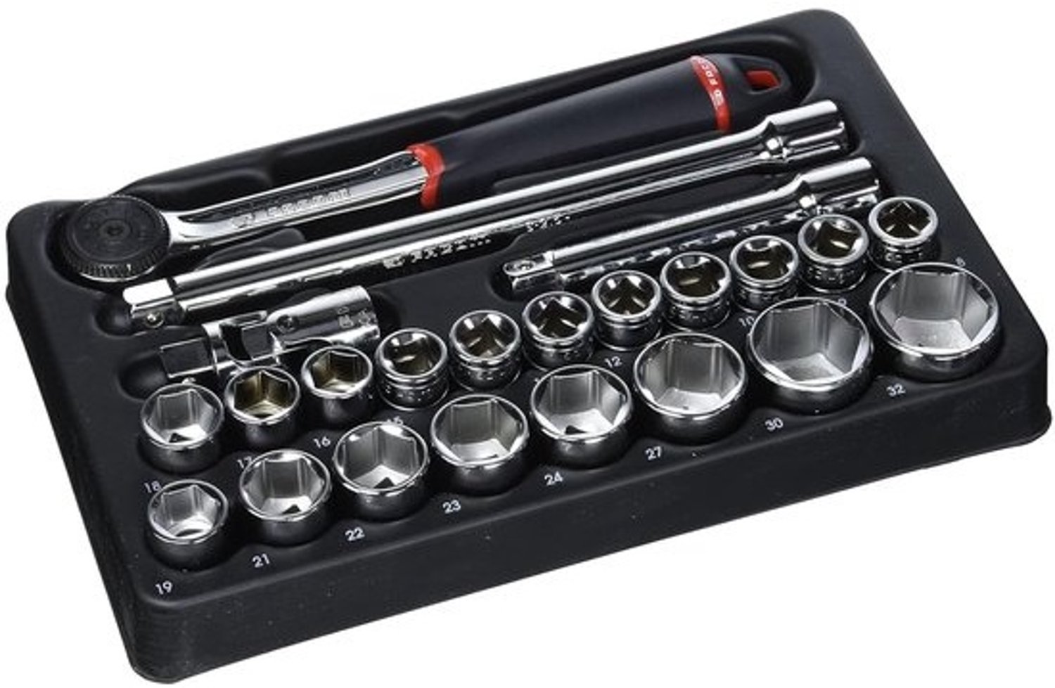 Stopcontactmodule - Dopsleutel - Kluswerk - Metrische 6-punts - 188 mm lengte - Grijs