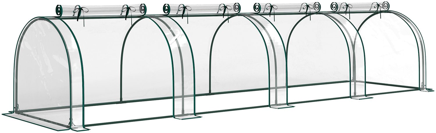 Sunona Tomatenkas - Met 4 oprolbare ritsvensters - Stalen frame - 395 x 100 x 80 cm - Transparant