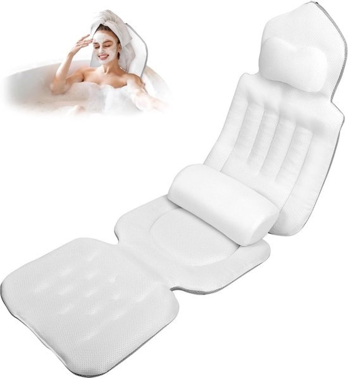 Luxe Badkussen Set - Met Lumbale Ondersteuning en Hoofdsteun - Extra Sterke Zuignappen
