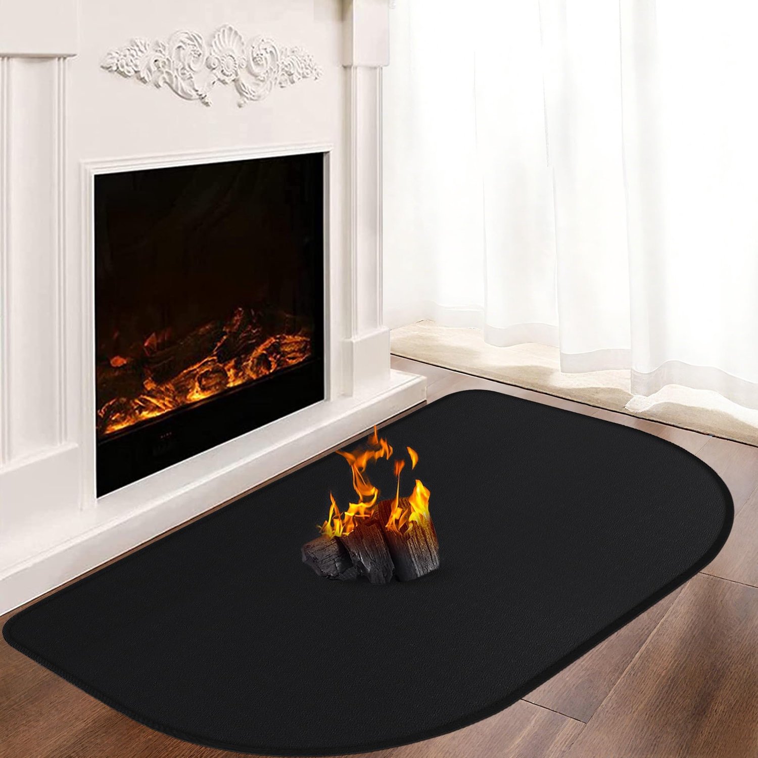 Vuurvaste haardmat - 120 x 70 cm - 1 mm - Zwart
