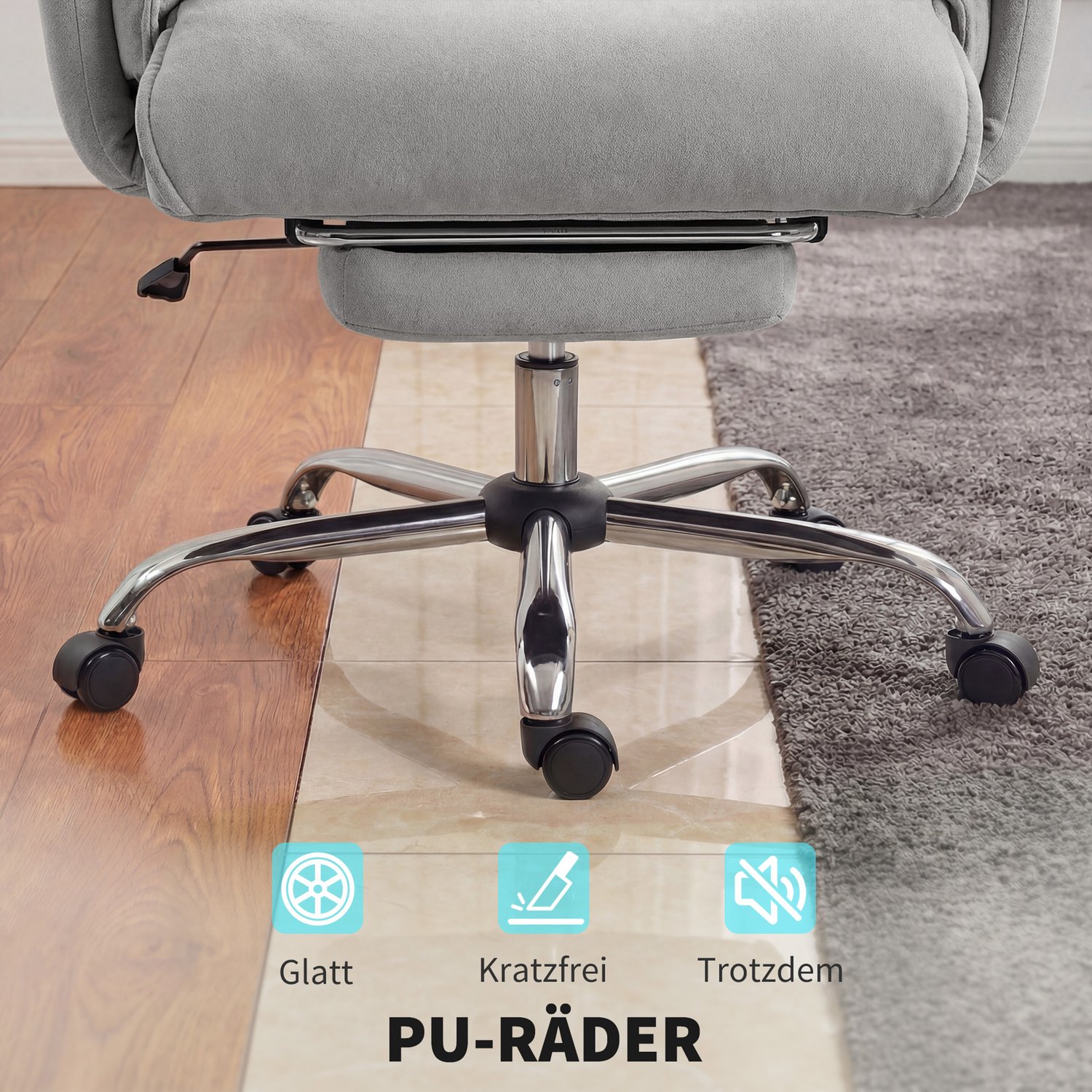 Homona Ergonomische bureaustoel - Met voetsteun, hoofdsteun en kantelfunctie - In hoogte verstelbaar - 75 x 77 x 110-118 cm - Lichtgrijs