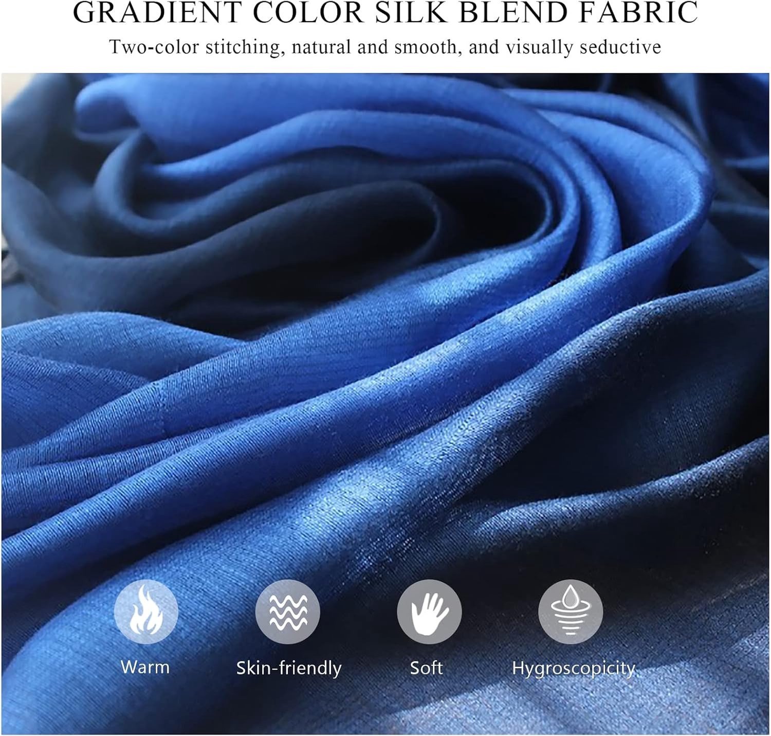 Elegante Gradiënt Kleur Zijden Sjaal voor Vrouwen - Lichtgewicht en Zacht voor Alle Seizoenen, Perfect als Mode Accessoire en Zonnebrandcrème Wrap