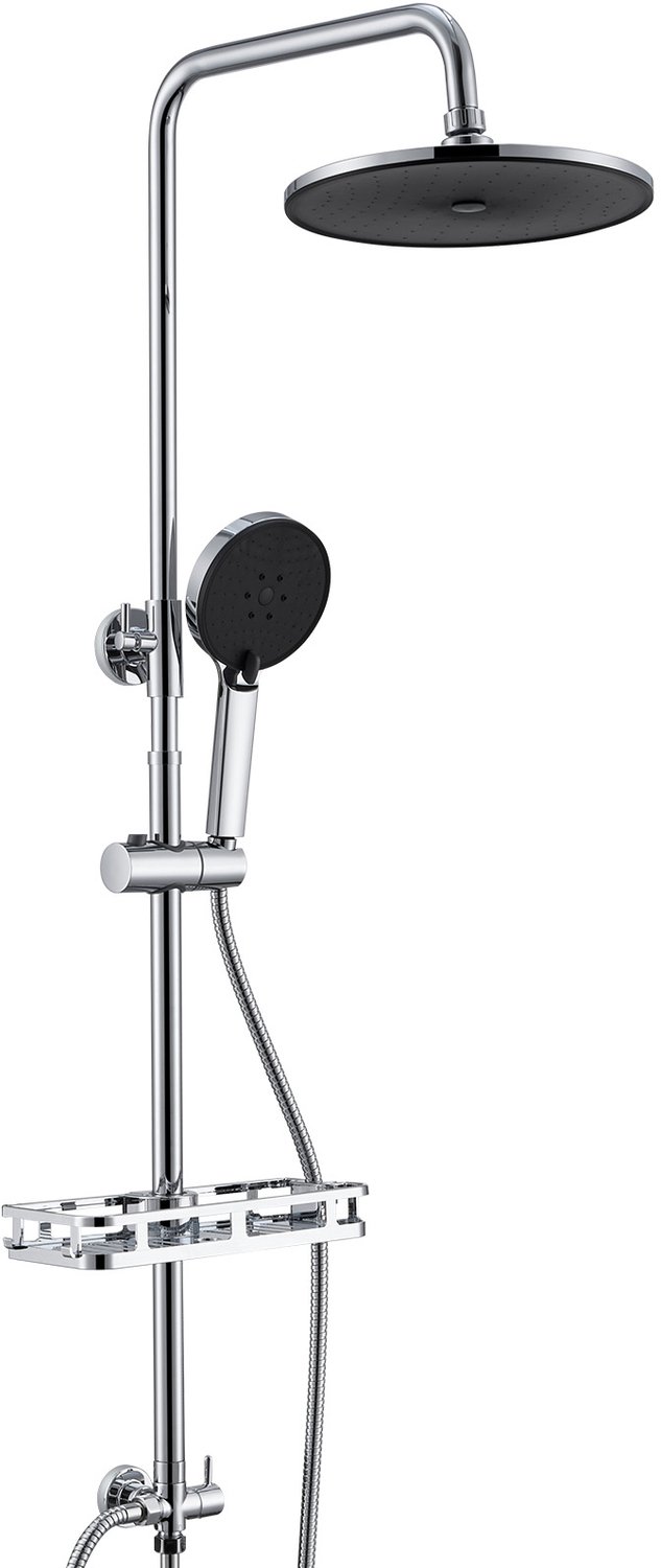 Auralum Max Douchesysteem - 10 Inch Douchekop - Inclusief Planchet Regendouche - 3 Standen Handdouche - met Self-Cleaning Doucheset - Messing Omstelkraan - Verstelbare Hoogte 72-110 cm - Zonder kraan - Chroom