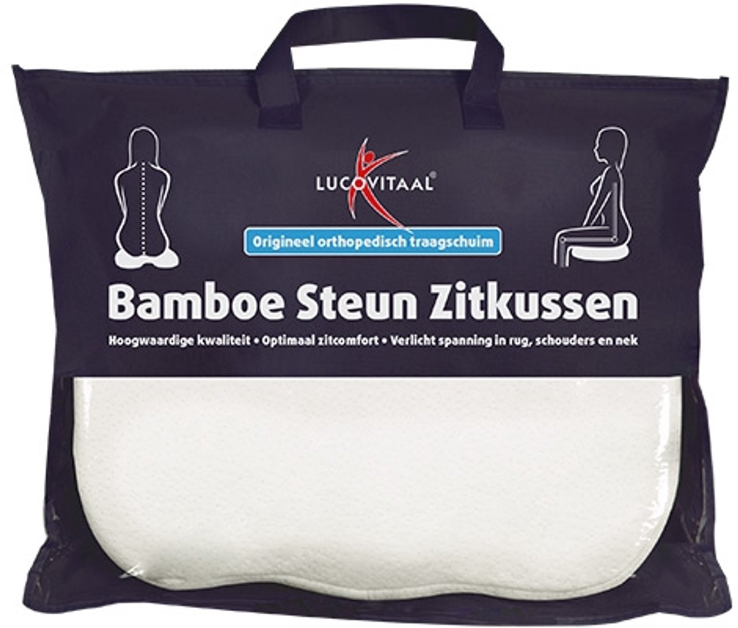 Bol.com Lucovitaal Bamboe Steun Zitkussen (WIT) 37 cm x 46 cm x 8 cm aanbieding