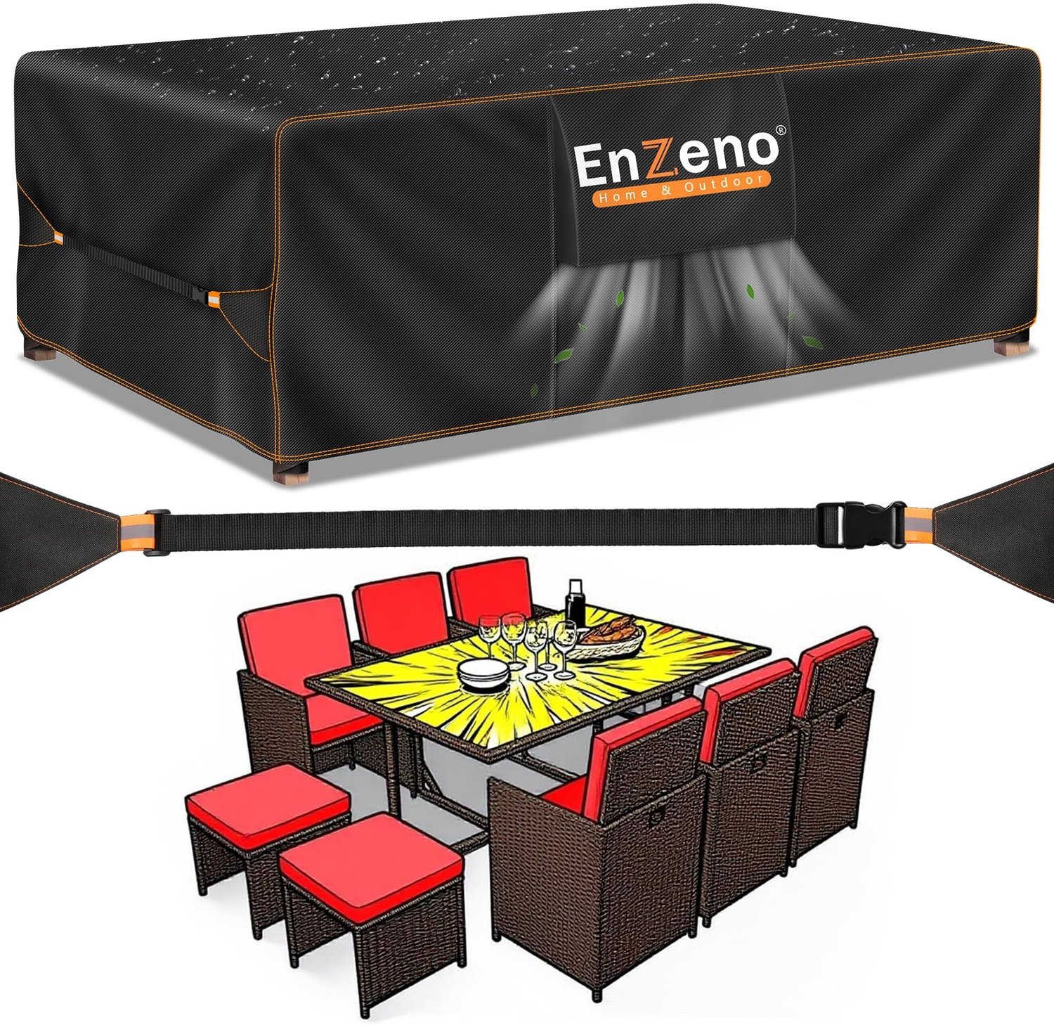 Famanu - Tuinmeubelafdekking - Bescherming tegen weersinvloeden - Waterdicht polyester - Zwart 1 stuks