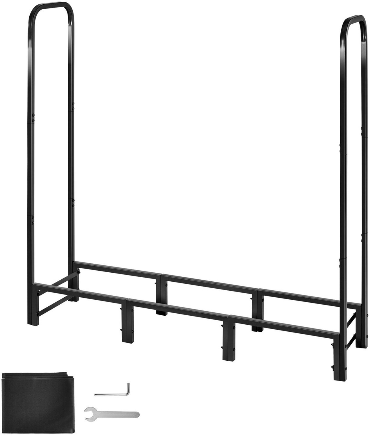 Houtrek met waterdichte hoes- 1-22 m lange houthouder voor buiten- geschikt voor 1/4 kuub hout- metalen houtblokhouder- maximaal draagvermogen van 400 lb (ca. 180 kg)- afgedekte bovenkant- gepoedercoat houtrek voor open haard of terras.