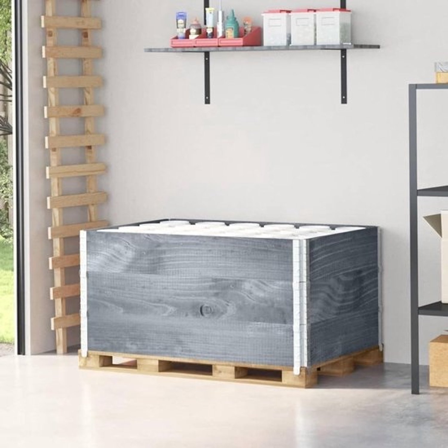Opzetranden voor pallet - Pallet randen - Opslag en transport - Stapelbaar ontwerp - 120x80 cm - Grijs