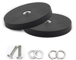 Set van 2 Neodymium Magneten met Rubber Coating, Diameter 88 mm, Sterke en Antislip Magneten voor Bevestiging met M8 Draad en een Laadcapaciteit van 55 kg