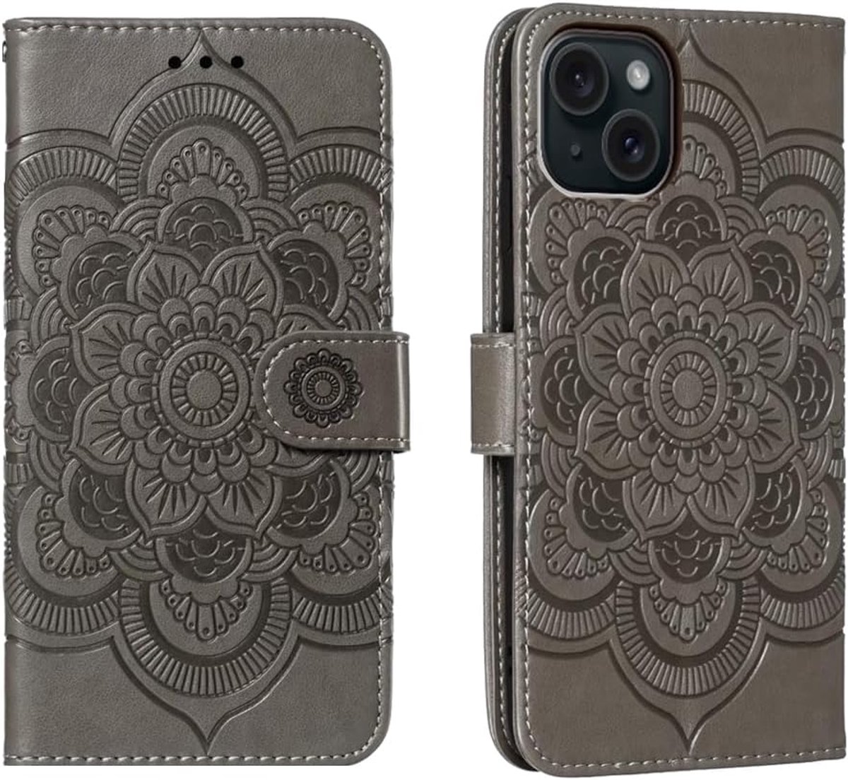 Hoesje voor iPhone 14, Klaphoesje, Grijs