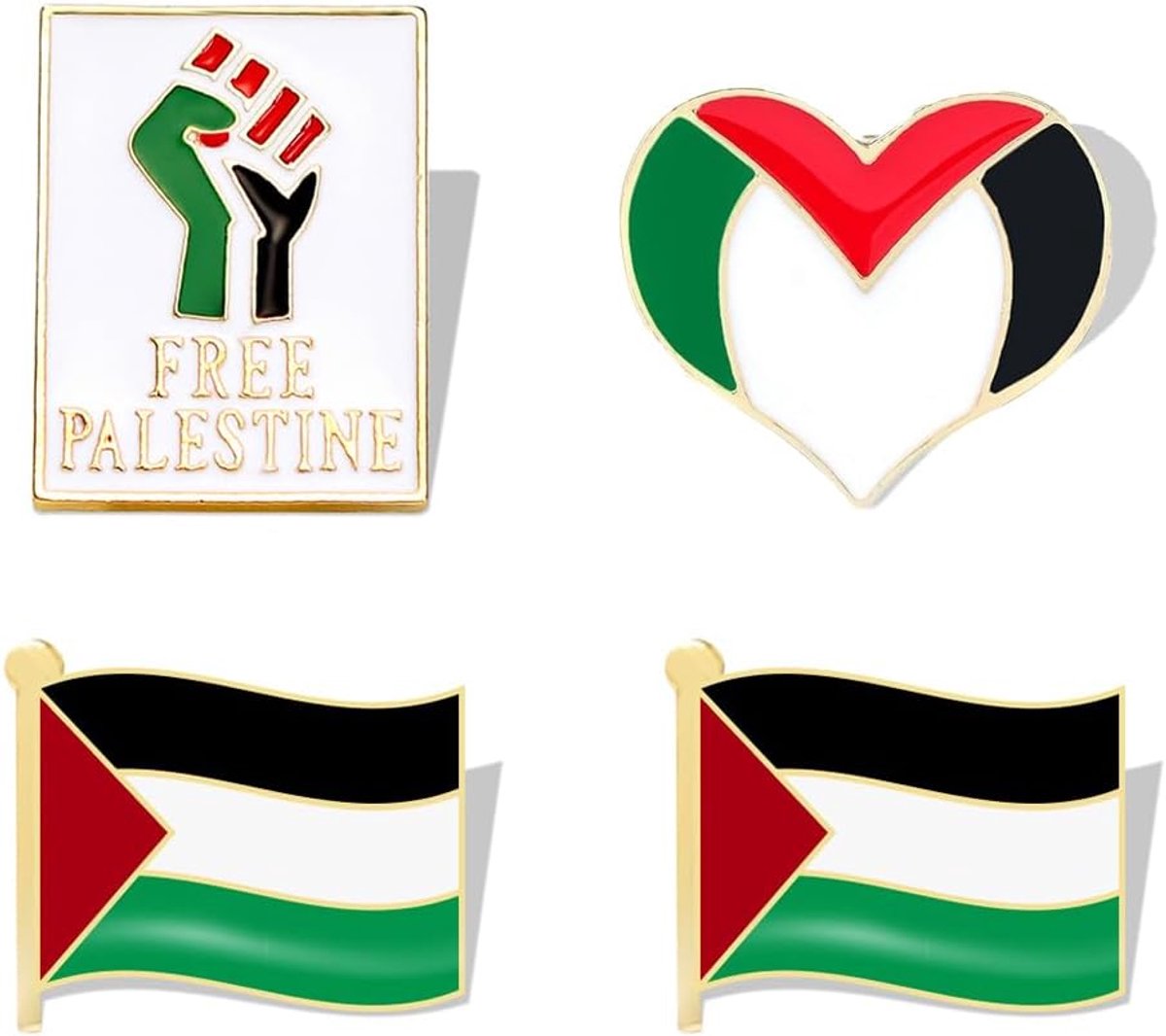 4 x Palestijnse vlaggenbroche, Palestijnse vlaggennaalden, groot badge, Palestijnse vlag, pinnen voor hoed, kleding en rugzak