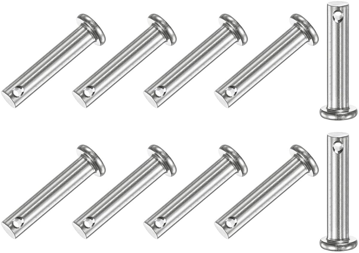10 stuks vorkpennen met één gat, M6 x 30 mm, platte kopvorkpennen van roestvrij staal 304/vaste onderdelen/bootaccessoires, scharnierpennen