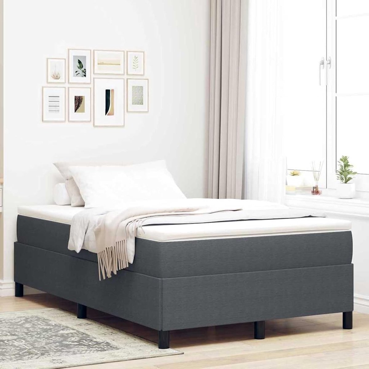 Bedframe donkergrijs 120x200 cm corduroy, bedframe familiebed met houten latten voor slaapkamer logeerkamer 42006963