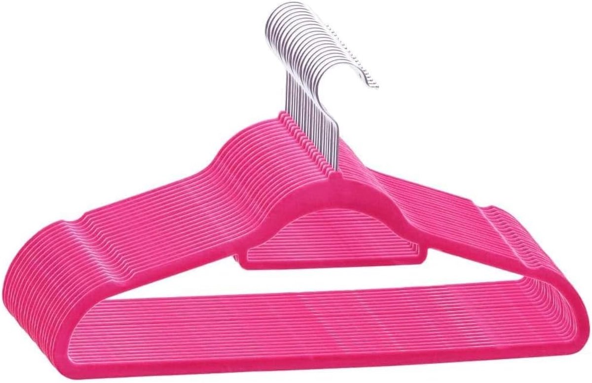 20 stuks kleerhangers set roze fluweel antislip met 360 graden draaibare haak en broekstang voor overhemden pakken jurken
