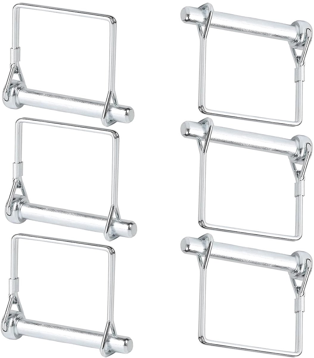 Veiligheidspen 6x 70 MM, koppelingpen, 6 stuks vierkante rechthoeksplinten, veiligheidsbout, buisklemveiligheidspen met vergrendeling, voor boerderij-aanhangwagen, boerderij, tuin