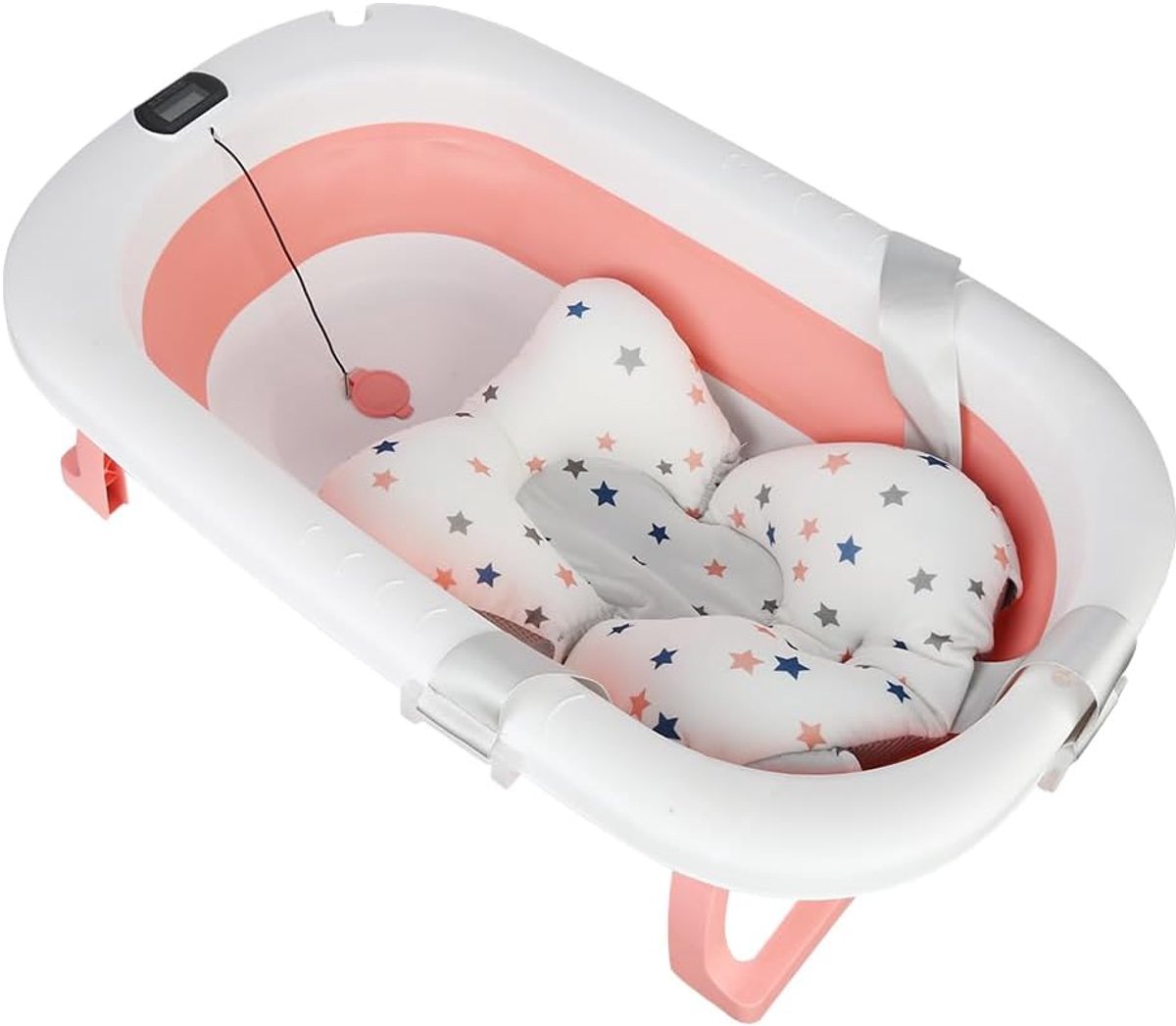 Babybad voor baby's, kunststof babybad voor pasgeborenen, babybad met douchekopstekker, draagbaar babybad voor pasgeborenen - tot 3 jaar (D roze)