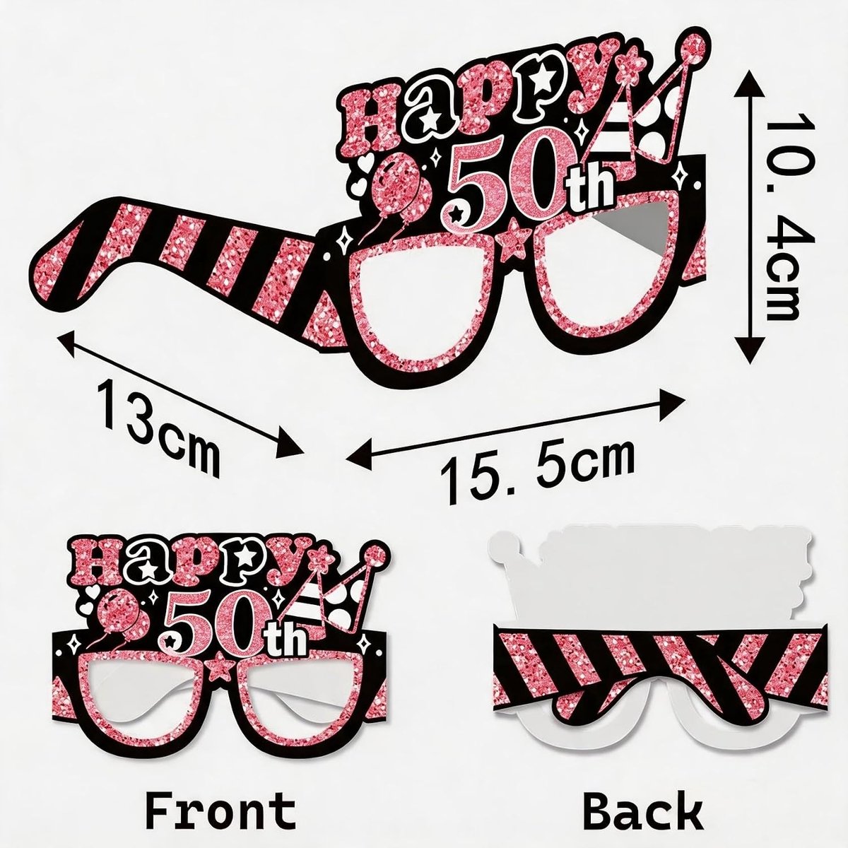 8 stuks verjaardagsfeestbril decoratie, papieren zonnebril voor 30e verjaardag, decoratie, Happy Birthday, foto-rekwisieten, accessoires voor haar, verjaardagsfeest, meisjes, vrouwen, feestgeschenken