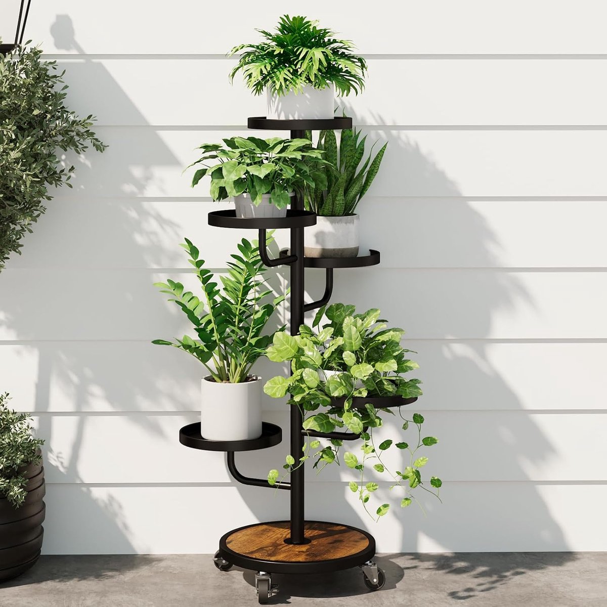 Blumenständer Pflanzenständer Pflanzenregal aus Holz und Metall black 36