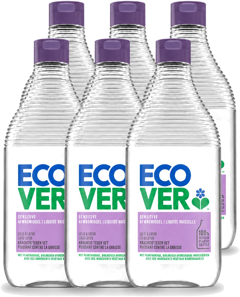 6 x Ecover - Afwasmiddel - Lelie & Lotus - 450 ml - Voordeelverpakking - 6 stuks