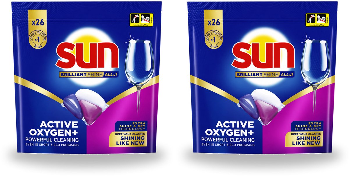 2 x Sun - Vaatwascapsules - Brilliant Shine All-in-1 - 26 capsules - Voordeelverpakking - 2 stuks
