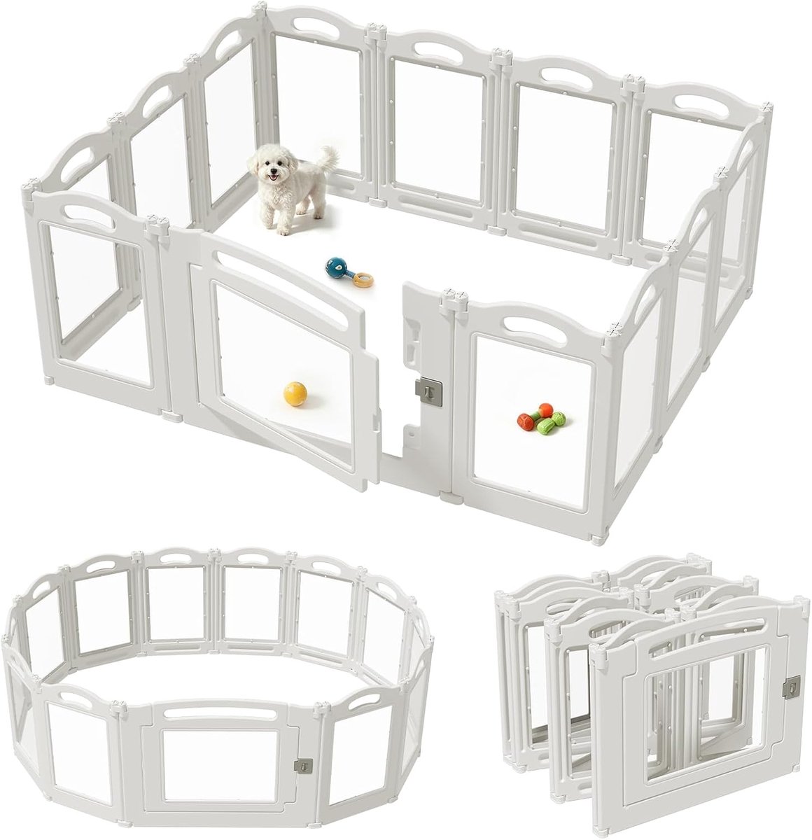 acryl, opvouwbaar puppyhok, 12 stuks + 1 deur