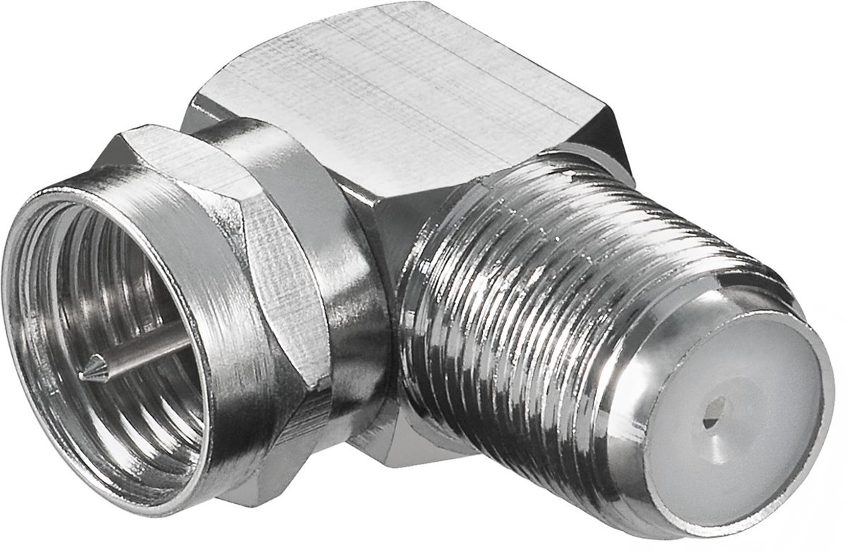 Goobay Hoekadapter, F-stekker naar F-contrastekker 90°, zinken adapter-stekker